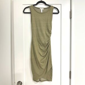 Leith ruched body-con sleeveless dress, XXS, Pale Heather Green